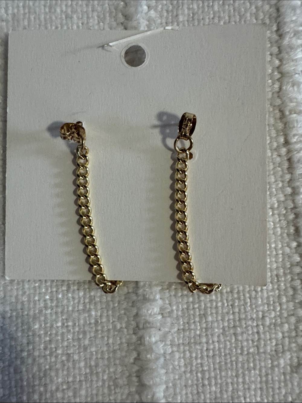 Katin Gold Chain Earrings with Deep Green Rectangular Stones - Picture 2 of 3
